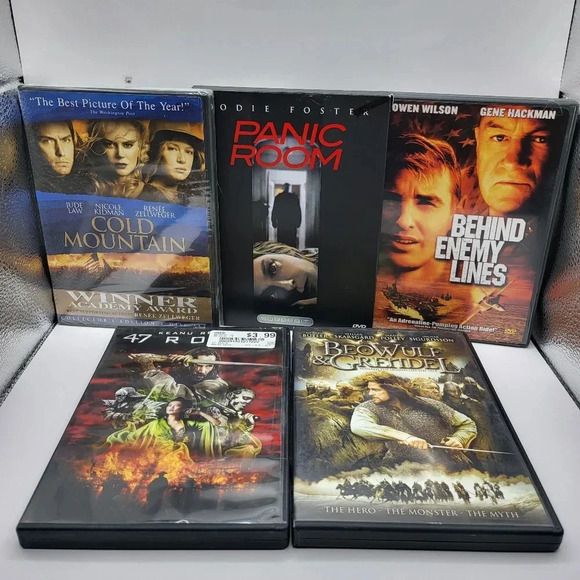 5 Dvd Lot Panic Room Cold Mountain 47 Ronin  Beowulf Grendel Behind Enemy Lines - Picture 1 of 1
